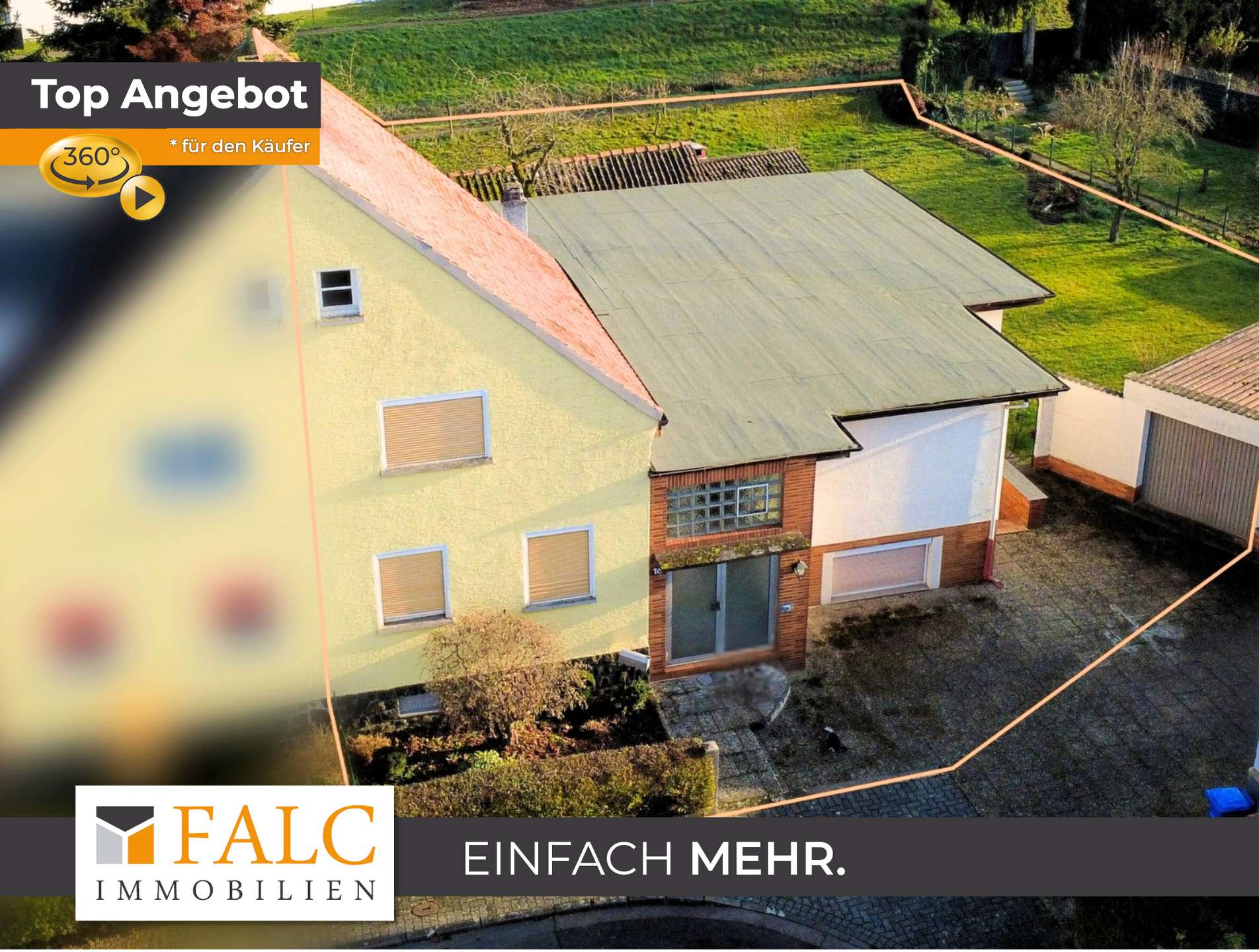 Doppelhaushälfte mit Anbau, Außenansicht